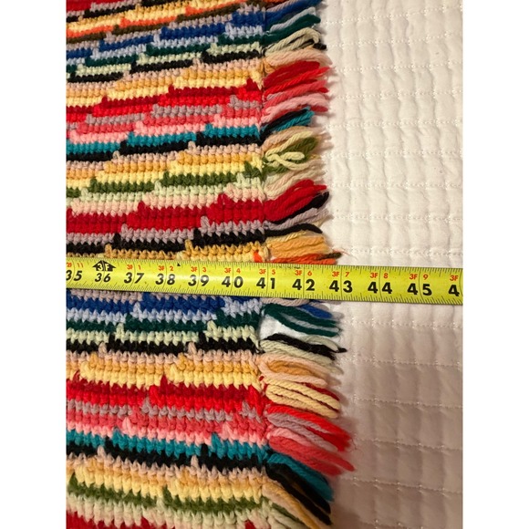 Mid-Century Vintage Rainbow Striped Afghan Blanket Throw Cottage Grandma style - Picture 5 of 7